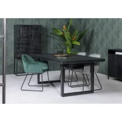 Livingfurn - Eetkamertafel Kala - U-Poten - Mangohout - 200 cm - Zwart