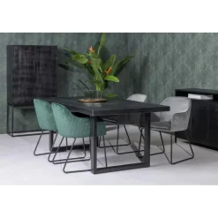 Livingfurn - Eetkamertafel Kala - U-Poten - Mangohout - 200 cm - Zwart