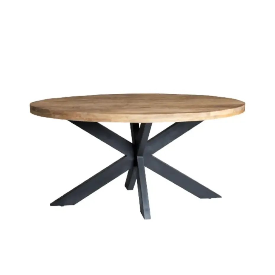 LivingFurn - Ovale Eetkamertafel Mangohout - Eettafel -160cm - Bruin