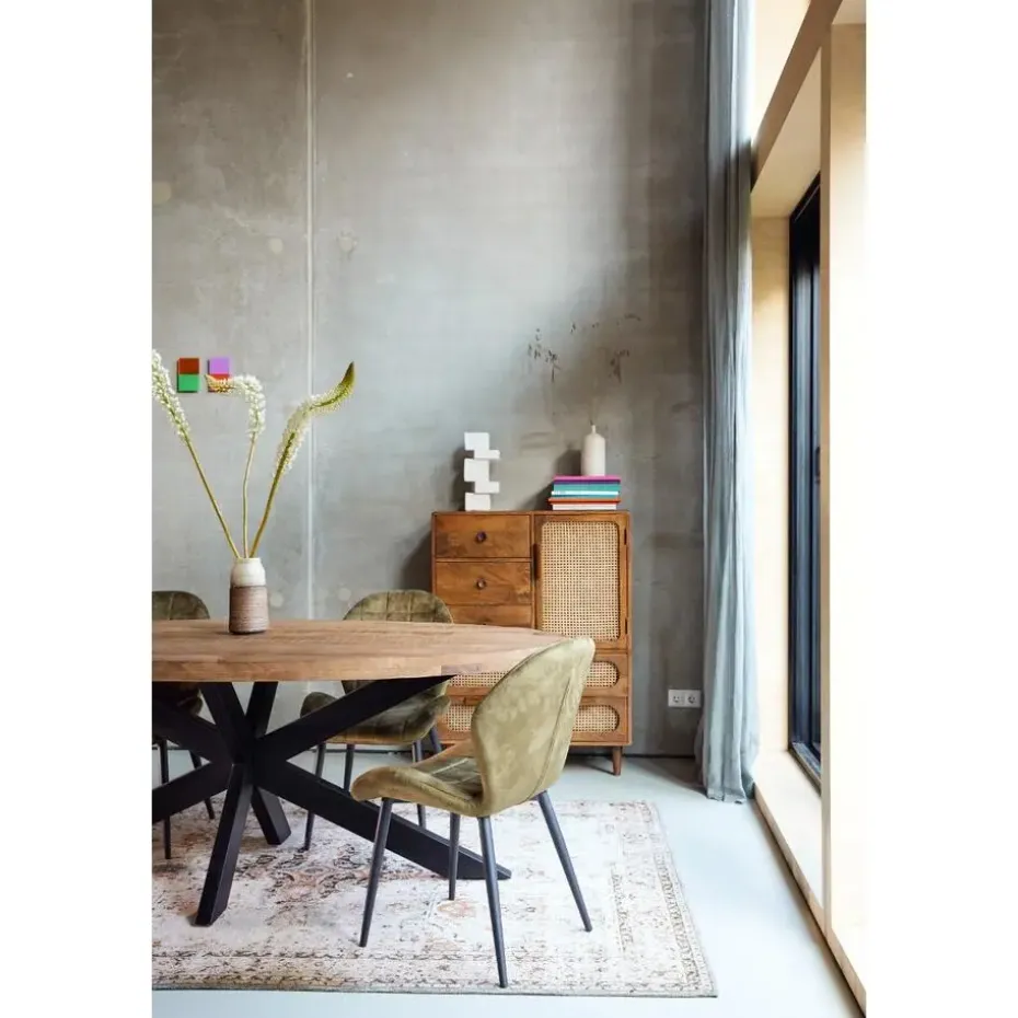 LivingFurn - Ovale Eetkamertafel Mangohout - Eettafel -160cm - Bruin