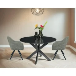 Livingfurn - Ronde Eetkamertafel Oslo Zwart - Acasiahout - 120 cm