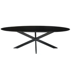 Livingfurn - Zwarte Eetkamertafel Oslo Ovaal - Acasia Hout - 240cm