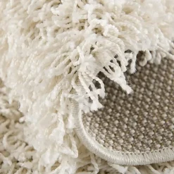 Loca Shaggy Rond Vloerkleed Creme Hoogpolig - 120 CM ROND