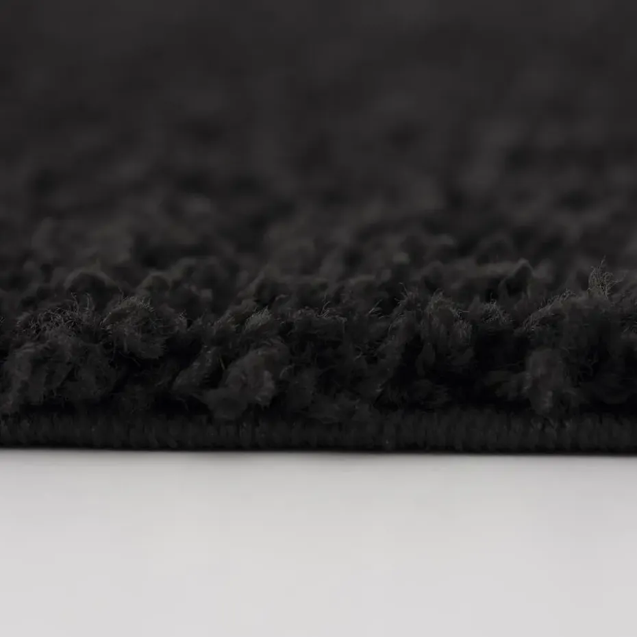 Loca Shaggy Vloerkleed – Modern Uni Effen – Zwart Hoogpolig & Zacht - 200x290 CM