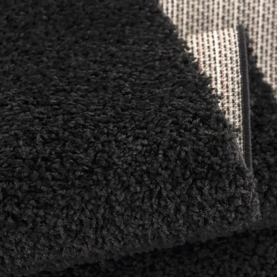 Loca Shaggy Vloerkleed – Modern Uni Effen – Zwart Hoogpolig & Zacht - 200x290 CM