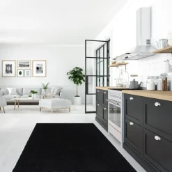 Loca Shaggy Vloerkleed – Modern Uni Effen – Zwart Hoogpolig & Zacht - 160x230 CM