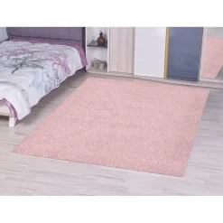 Loca Shaggy Vloerkleed – Modern Uni Effen – Roze Hoogpolig & Zacht - 140x200 CM