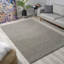 Loca Shaggy Vloerkleed Lichtgrijs Hoogpolig - 200x290 CM