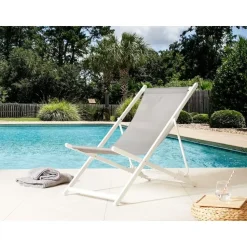 LOCRI II - Strandstoel - Grijs/Wit - Polyester