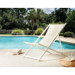 LOCRI II - Strandstoel - Wit/Beige - Polyester