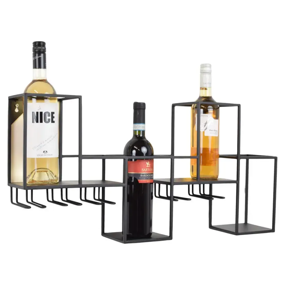 LOFT42 Chardo Wandwijnrek - Metaal - Zwart