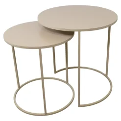 LOFT42 Elvy Set Bijzettafels Rond - Beige - Ø49x52