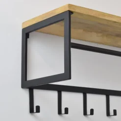 LOFT42 Kapstok Ivory - Hout – Metaal – 6 haken en Roede - 80x36x30