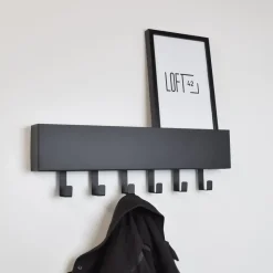 LOFT42 Mula Wandkapstok - 61x19x6 - Zwart metaal - 6 haken