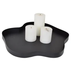 LOFT42 Serva Organisch Metalen Dienblad – Zwart – Ø40 cm