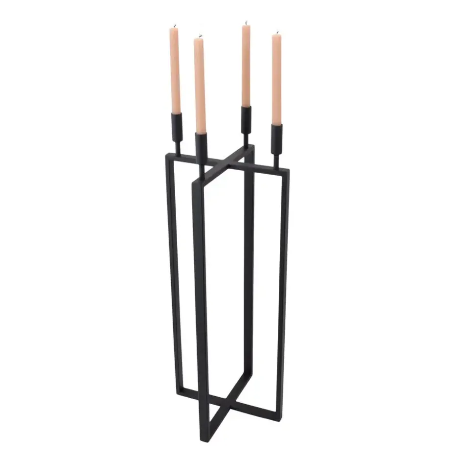 LOFT42 Vloerkandelaar Birk 4 kaarsen - Zwart metaal