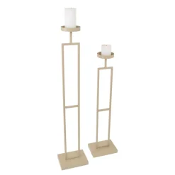 LOFT42 Vloerkandelaar Set Flame - Beige metaal