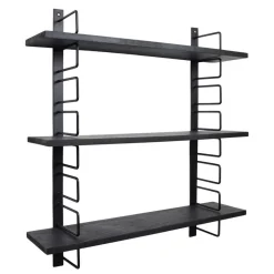 LOFT42 Wandrek Zwart - Mangohout – Metaal - 64x13x74