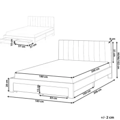 LONZAC - Bed met opbergruimte - Taupe - 180 x 200 cm - Fluweel