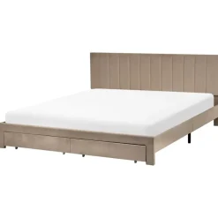 LONZAC - Bed met opbergruimte - Taupe - 180 x 200 cm - Fluweel
