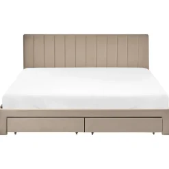 LONZAC - Bed met opbergruimte - Taupe - 180 x 200 cm - Fluweel