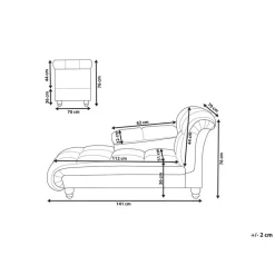 LORMONT - Chaise longue - Taupe - Rechterzijde - Fluweel