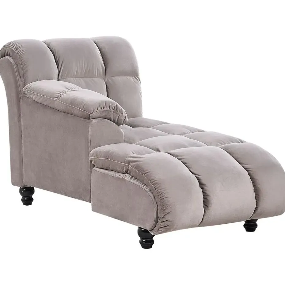 LORMONT - Chaise longue - Taupe - Rechterzijde - Fluweel