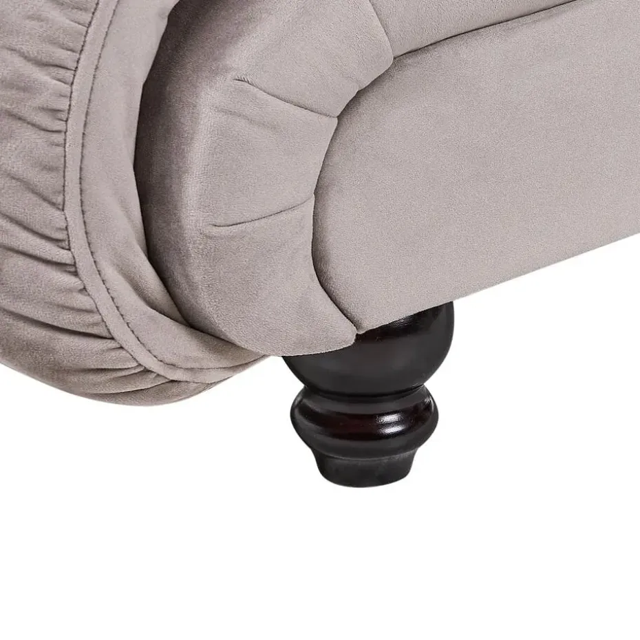 LORMONT - Chaise longue - Taupe - Rechterzijde - Fluweel