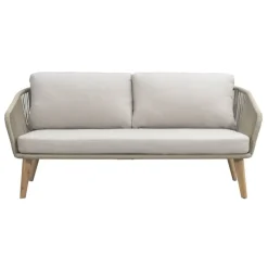 Loungebank Nant - wicker/acacia taupe - 87x170x67 cm - incl. kussens