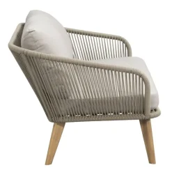 Loungebank Nant - wicker/acacia taupe - 87x170x67 cm - incl. kussens