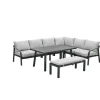 Lounge-diningset Monti - zwart - 7-persoons - aluminium