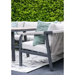 Lounge-diningset Monti - zwart - 7-persoons - aluminium