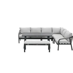 Lounge-diningset Monti - zwart - 7-persoons - aluminium