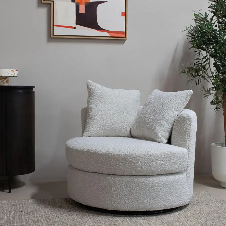 Loveseat Rond - Beige - Stof - 94x88x84cm - Thony