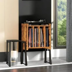 LP Opbergsysteem - Platenrek - LP Houder - Vinyl Houder - MDF - Bruin Vintage