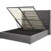 LUBBON - Bed met opbergruimte - Grijs - 160 x 200 cm - Fluweel