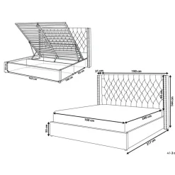 LUBBON - Bed met opbergruimte - Grijs - 160 x 200 cm - Fluweel