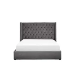 LUBBON - Bed met opbergruimte - Grijs - 160 x 200 cm - Fluweel