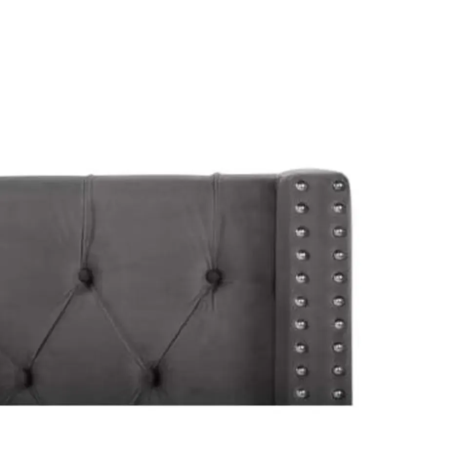 LUBBON - Bed met opbergruimte - Grijs - 160 x 200 cm - Fluweel