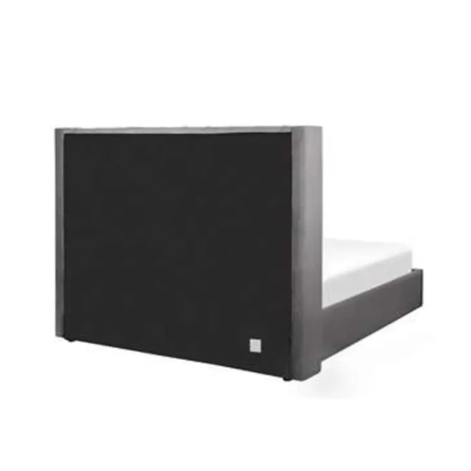 LUBBON - Bed met opbergruimte - Grijs - 160 x 200 cm - Fluweel