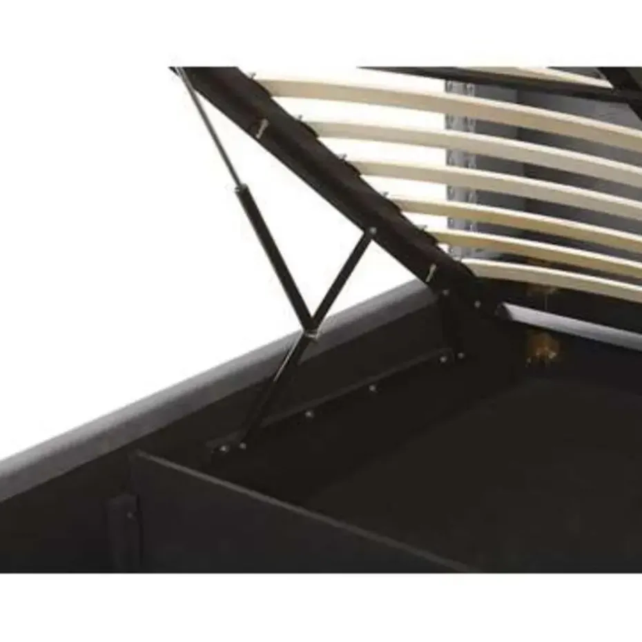 LUBBON - Bed met opbergruimte - Grijs - 160 x 200 cm - Fluweel