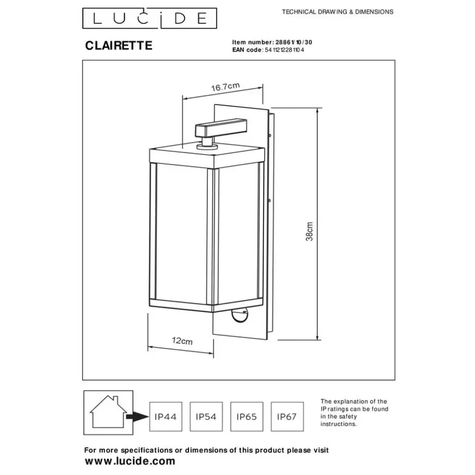 Lucide CLAIRETTE Wandlamp - Antraciet