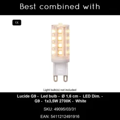 Lucide DAVY Wandlamp - Wit