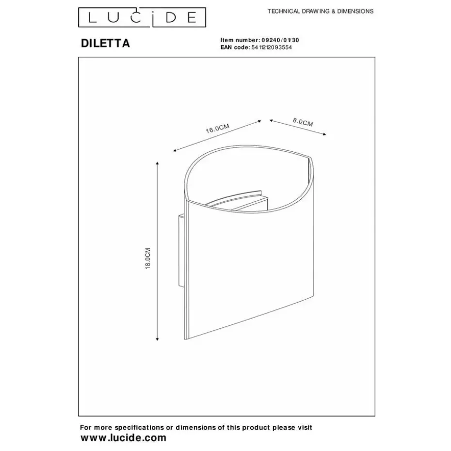 Lucide DILETTA Wandlamp - Zwart