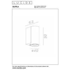 Lucide DUPLA Wandspot - Grijs ijzer
