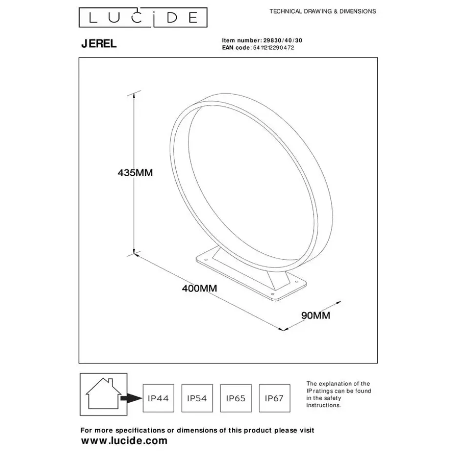 Lucide JEREL Sokkellamp - Zwart