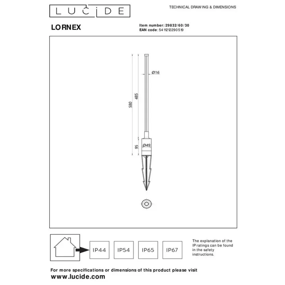 Lucide LORNEX Tuinspot - Zwart