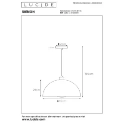 Lucide SIEMON Hanglamp - Blauw