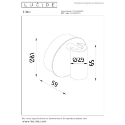 Lucide TONI Wandspot - Zwart