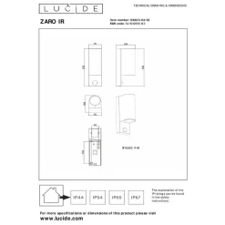 Lucide ZARO IR Wandspot - Zwart